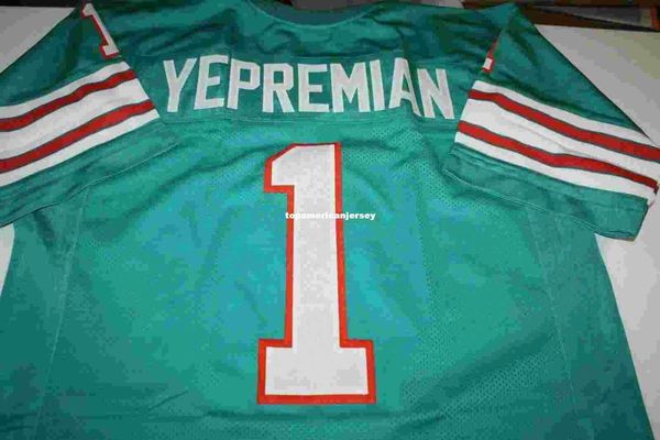 

retro #1 garo yepremian custom mitchell & ness jersey 1972 green stitching men's football jerseys rugby, Gray