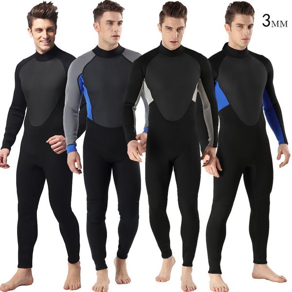 

women's and men's 3mm full body wetsuit surfing, water sports, scuba diving, snorkeling - comfort, flexible, Blue;gray