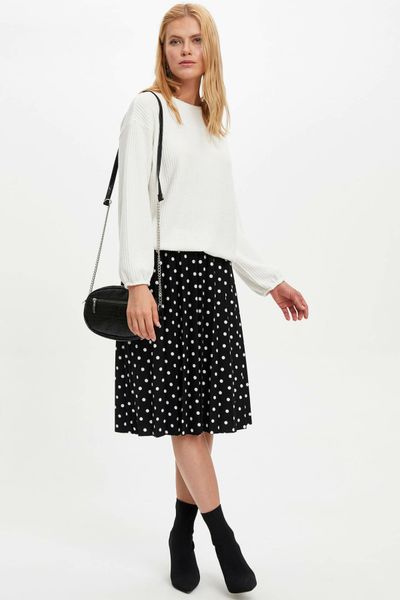 

defacto мода женщины тюль юбки длинные плиссированные юбки волна dot юбка женщины высокой талией шифон юбка весна лето m5252az19au, Black