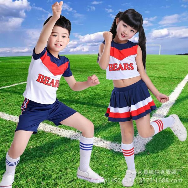 

children cheerleading campus games pleated skirts aerobics primary middle school students costumes boy girls cheerleader uniform