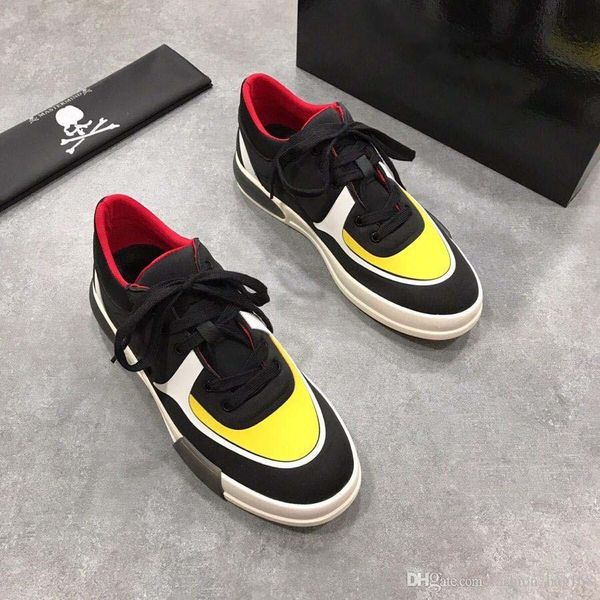 

new fashion designer men shoes colorful casual shoes men genuine leather casual luxury designer sneakers shoes with box 38-44, Black