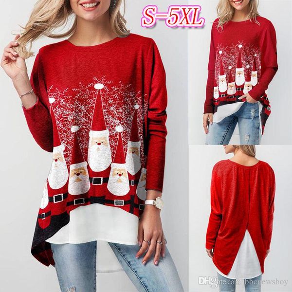 

поддельный двухкусочный женские футболки нерегулярные пуловер сыпучие женщин топы рождество отпечатанных разделить повседневный женской одеж, White