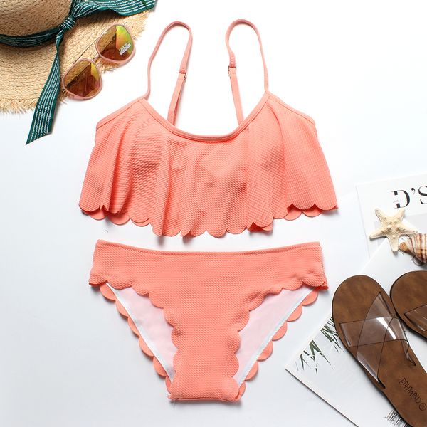 scalloped 2 piece bathing suit