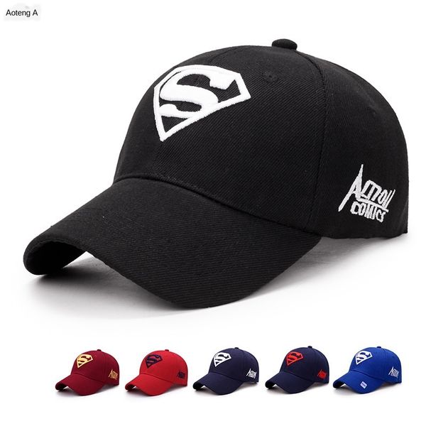 

men's designer hat season outdoor leisure sports baseball embroidery superman and wo fashionable cap, Blue;gray
