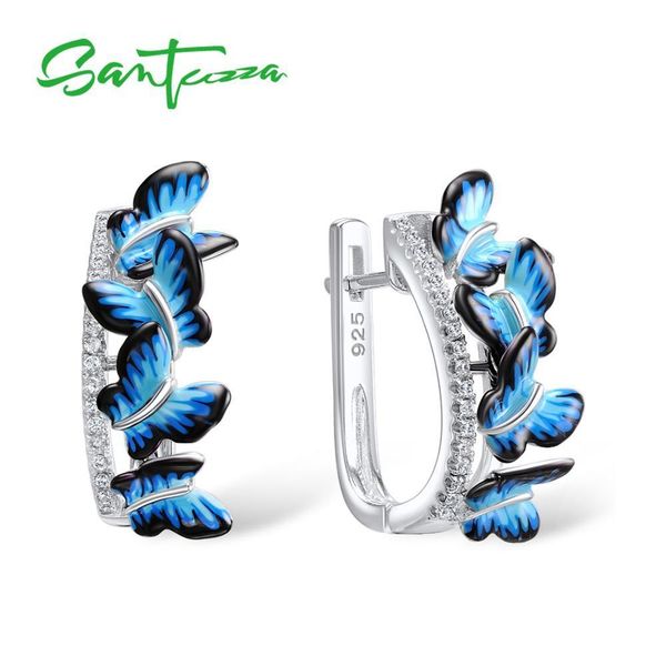 

santuzza silver earrings for women 925 sterling silver stud butterfly earrings silver 925 cubic zirconia brincos jewelry enamel t7190617, Golden;silver