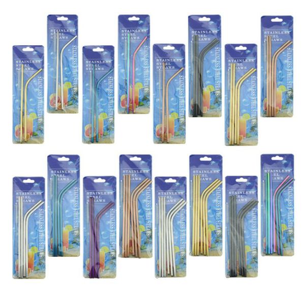 

multicolor stainless steel straws set of 2 4 6 rainbow multi-colored reusable drinking straws metal drinking straws for 30/20oz tumblers
