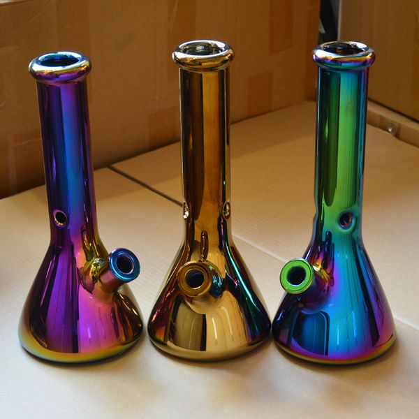 12 polegadas de vidro iridescente tubulação de água cachimbos beaker bong 7mm espessura galoplated bongs catcher de gelo Óleo Dab Rigs tabaco fumar tubos filtros