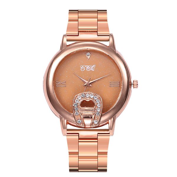 

ccq brand women watches ladise stainless steel diamond matching watch luxury ladies quartz wristwatches clock reloj mujer 2019, Slivery;brown