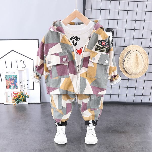 

малыш baby boy одежда outfit моды 3шт с капюшоном camo zip пальто одежда t рубашка брюки младенец дети мальчик outfits1 2 3 4 лет, White