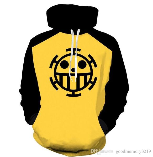 

аниме one piece 3d толстовка толстовки trafalgar law косплей пираты сердца thin пуловер толстовки топы верхняя одежда пальто outfit, Black