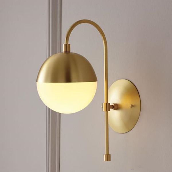 

Postmodern minimalist copper living room wall lamp creative bedside bedroom study designer LED wall lamp 90-265V