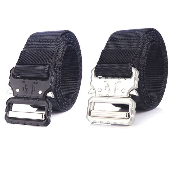 

tactical belt army metal buckle waist belt heavy duty training nylon outdoor hunting accessories adjustable, Black;gray