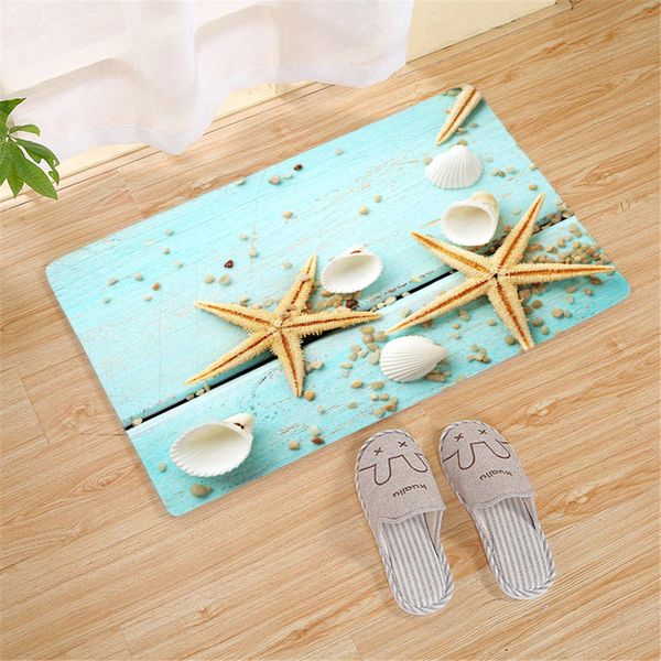 

modern 3d beach starfish door mat outdoor entrance shoebox rugs soft flannel absorbent anti-slip bath mat kitchen carpets indoor