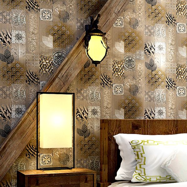 

3d stereo vintage wood grain wallpaper study bedroom living room background american classic washable pvc wallpaper
