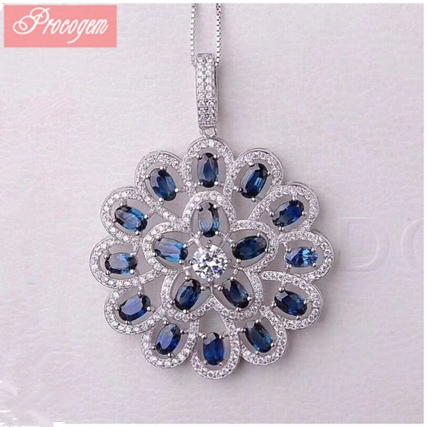 

precious natural sapphire pendants for women ladies 3x5mm genuine gemstone with zircon fine jewelry good quality 925 silver #227