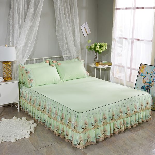 

lace edge bed skirt chic ruffled lace bed skirt pillowcase queen full size cotton soft sheet set cover pillowcase
