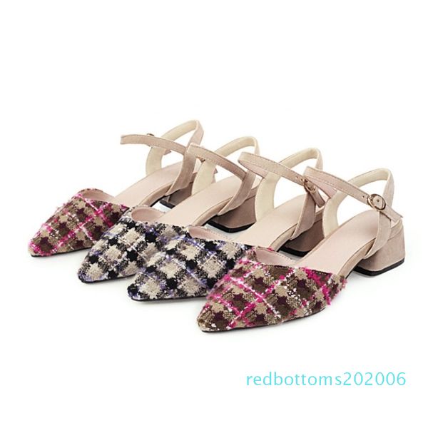 

fitwee plus size 31-48 2020 new women sandals buckle strap pattern shoes women square heel pointed toe casual mujer footwear r06, Black