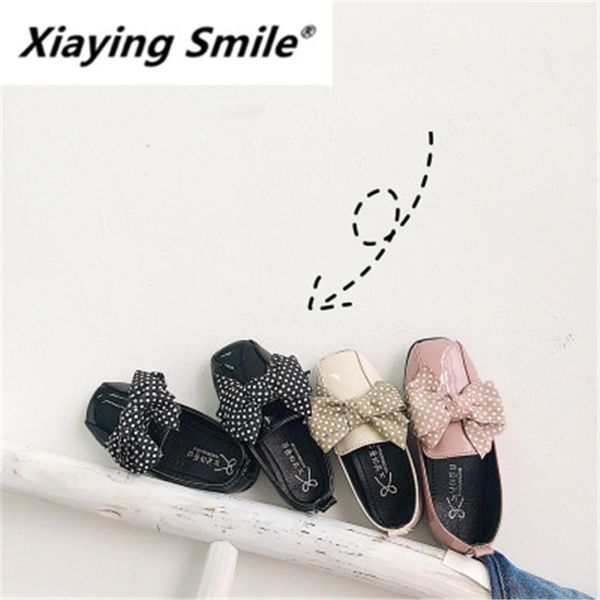 

xiaying smile spring 2019 new girl single shoes children edition butterfly-knot princess shoes little girl waterproof fashion, Black;red