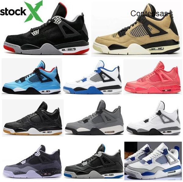 

new 4s mushroom bred laser black gum punch men jordon basketball shoes 4 motorsport game royal fear pack military blue sneakers with box