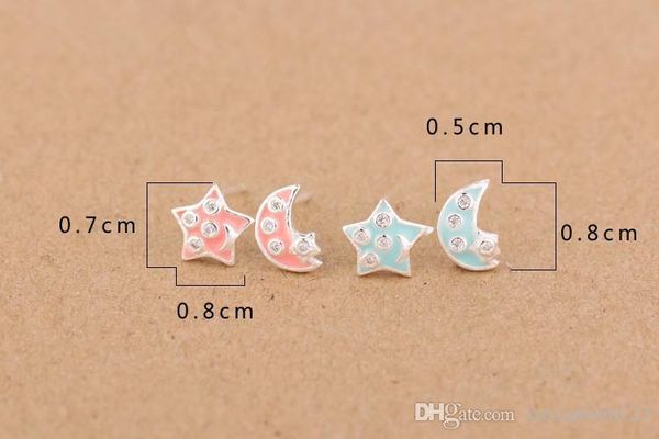 

100% 925 silver ear rings love romance infinity fashion star moon earring women party gift lover's infinite valentine's day jewelr, Golden;silver