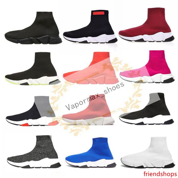 

2019 speed trainer black red white flat luxury socks shoes girl fashion platform casual shoes men women designer sneakers size 36-45