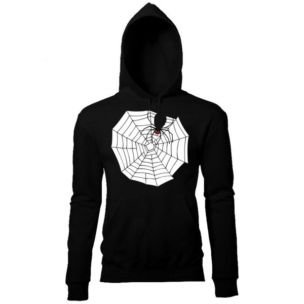 

halloween spooky spider mens printed cobweb fancy dress hoodie, Black