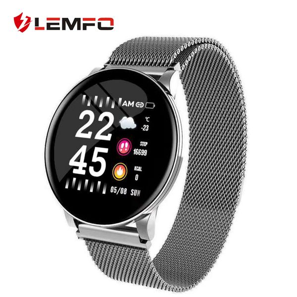 

lemfo smartwatch real-time heart rate blood pressure monitor multi-sport mode breathing light smart watch for android ios phone, Slivery;brown