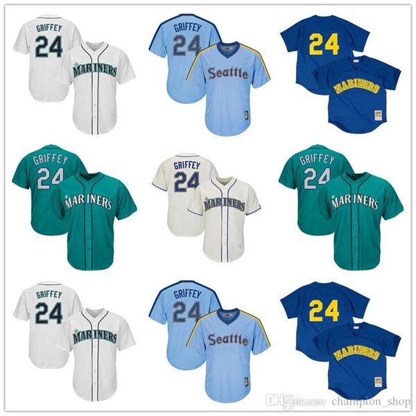

Seattle Mens Baseball jerseys Mariners 24 Ken Griffey Jr 22 Robinson Cano top quality base jersey 2019 new