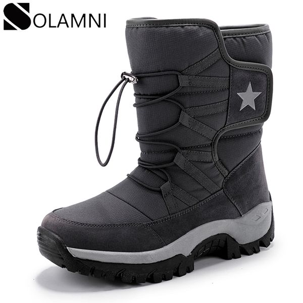 

snow boots men waterproof mens winter boots with fur winter shoes nonslip men platform thick plush warm botas dropshipping, Black