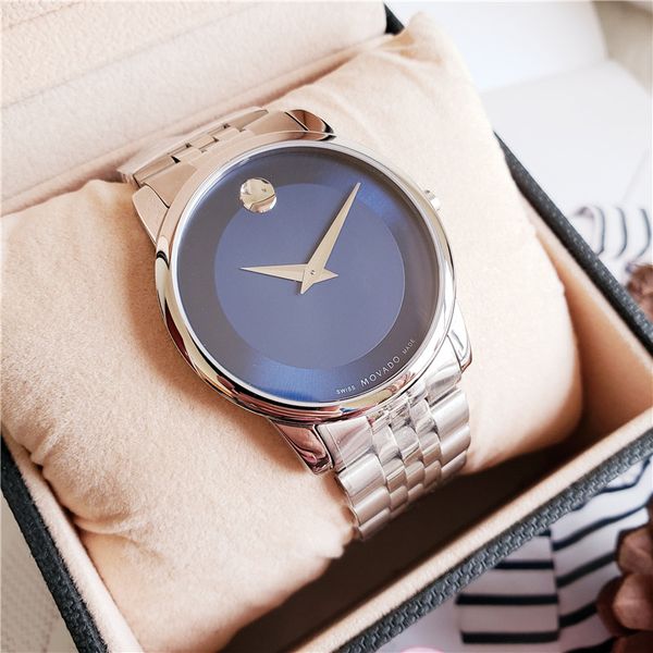 

2019 new original genuine 9movado9 men women's multi-function quartz watches business fashion leisure sports men's quartz wristwat, Slivery;brown