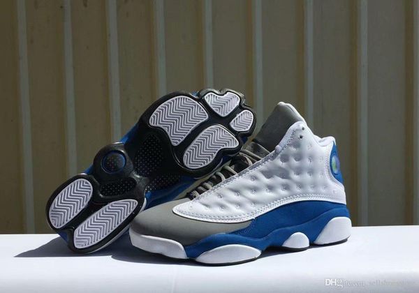 

высокое качество мужчины 13 13s баскетбольная обувь луна синий белый спортивные кроссовки комфорт обувь с коробкой бесплатная доставка