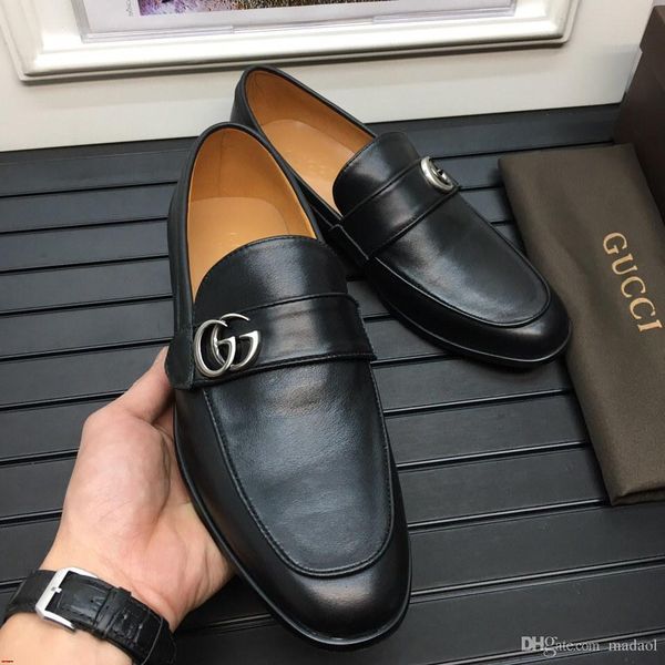 

19fw luxury gold plaid men shoes plus size genuine leather wedding prom men dress shoes italian business formal shoes yetc3, Black