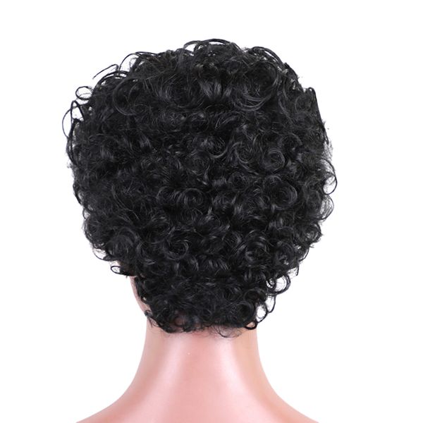 

natural human hair women afro curly wig short curling wigs cosplay black