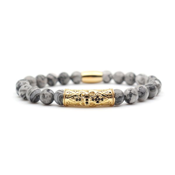 

new arrival natural ges grey globe earth beads & charms good hardware elastic bracelet for men fashion men gift christmas gifts, Golden;silver