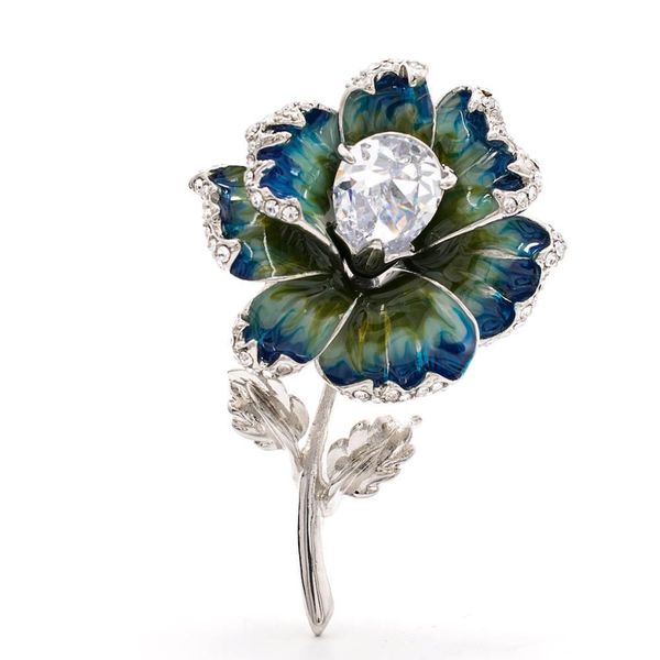 

beautiful rhinestone crysta enamel rose flower brooch pin for woman jewelry 08601, Gray