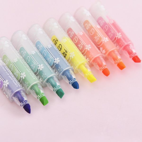 

8pcs/lot school students mini highlighters art marker highlighter brush pens pastel markers watercolor fluorescent pen drawing, Black;red