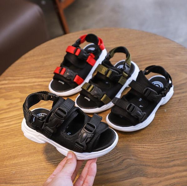 

kids shoes summer boys sandal male student non-slip rubber korean brand slide children's shoes sneaker sandalia infantil fashion t20053, Black;red