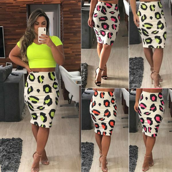 

2019 new style fashion women ladies printed skirt high waist pencil skirt sheath knee length skirts, Black