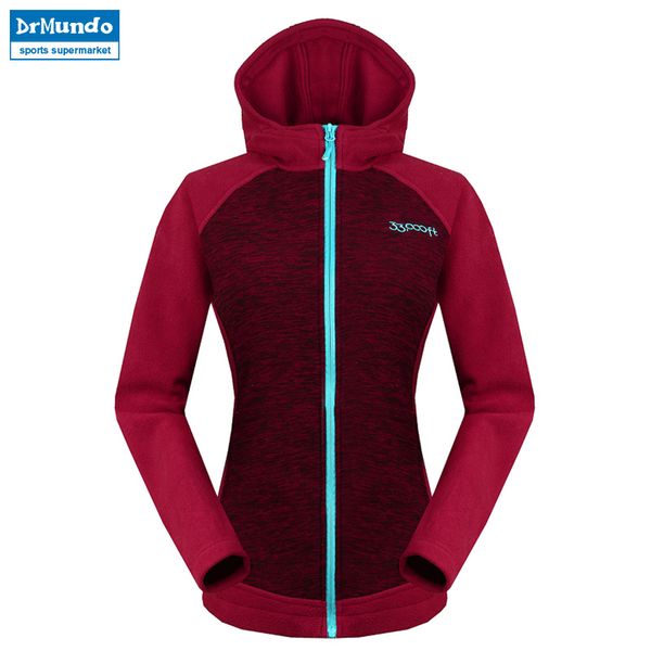 

women outdoor fleece hiking jacket windproof warm coat women mountaineering jacket thicker knitting sweater travel clothing, Blue;black