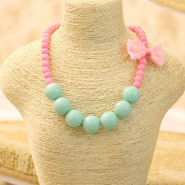 

2018 fashion jewelry beads necklace little girl baby kids princess bubblegum necklace for party dress up birthday gifts, Golden;silver
