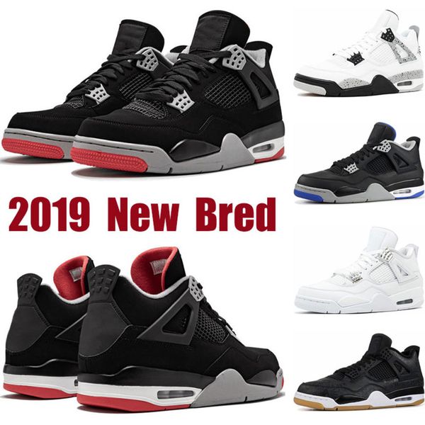 

mens basketball shoes new bred 4s white cement pure money black cat raptor se sngl-dy royalty 4 sports sneakers trainers shoes size 7-13