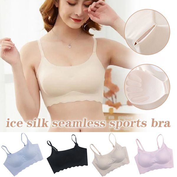 

newly seamless padded sports bra wire sleeping bra with adjustable elastic straps do99, Red;black