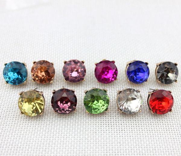 

модные 15 * 15 мм стекло crystal button серег retro gold tone ab синий граненый стразы dot шпильки ювелирные аксессуары, Golden;silver