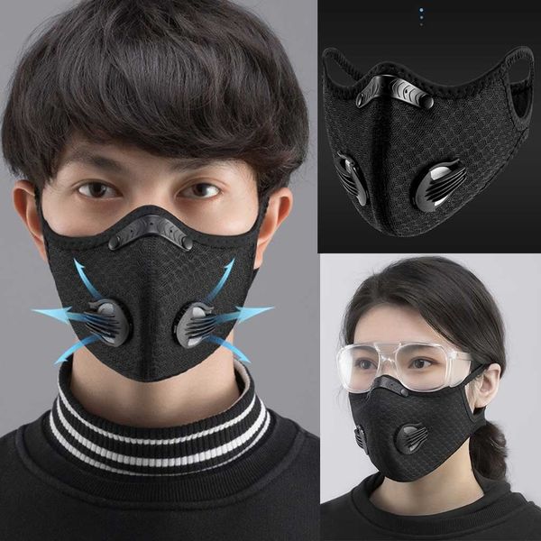 

in stock men women anti dust mask anti pm2.5 pollution face mouth respirator black breathable valve mask filter 3d mouth cover