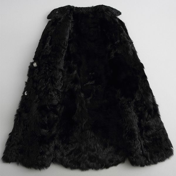 

women real fur coat natural lamb fur liner jacket tweed woolen coats thick warm winter jackets for women 68254 wyq1931, Black