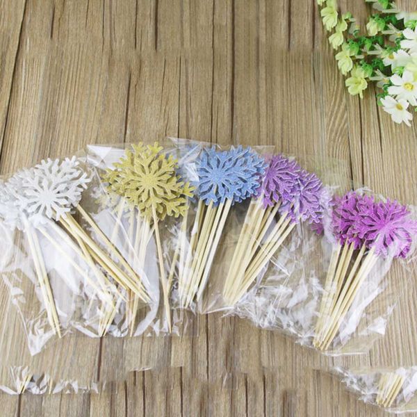 

10 piece/bag snowflake cupcake ers baby girl frozen birthday party decorations kids christmas cake supplies accessories