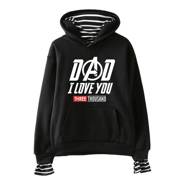 

2019 hoodies dad i love you 3000 print harajuku fake two pieces women/men endgame casual sweatshirt autumn clothing, Black
