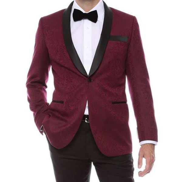

new fashion one button burgundy paisley groom tuxedos shawl lapel men suits wedding/prom/dinner man blazer (jacket+pants+tie) w367, Black;gray