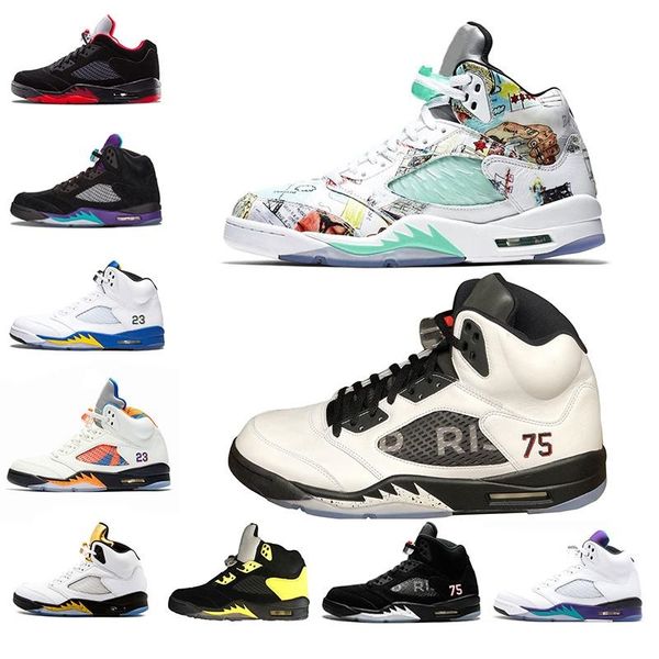 

with box 5 5s wings mens basketball shoes s red blue suede white black grape men sports sneakers designer trainers