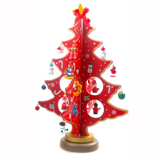 

christmas decorations artificial wooden tree toys with mini pendant accessories xmas party year gifts decoration